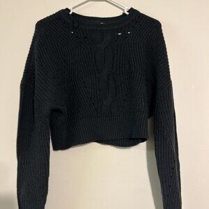 Grey Knit Cropped Sweater by Frank and Oak